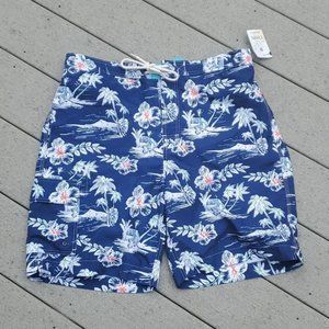 NWT Chaps Hawaiian Flower Pattern Swim Shorts
